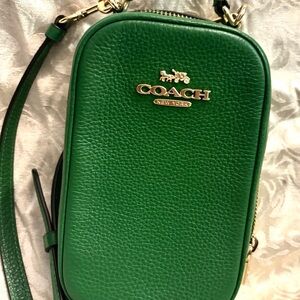 Coach Emerald Green Pebbled Leather Crossbody